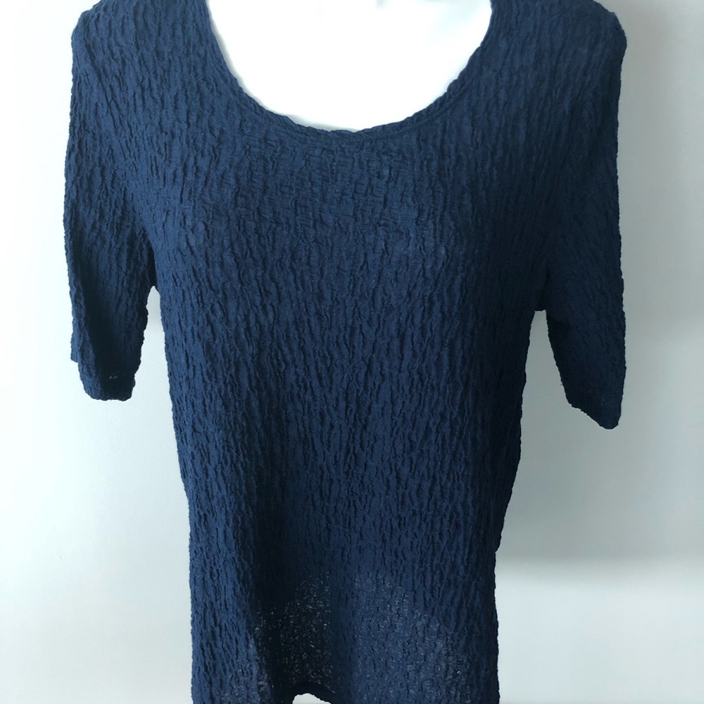 Chico’s Navy Crepe Tunic w/ flattering 3/4 sleeve